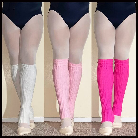 3 PRE-LOVED "BALERA" BALLET / DANCE LEG WARMERS - 1 CREAM, 1 PINK, & 1 FUCHSIA - Picture 1 of 3